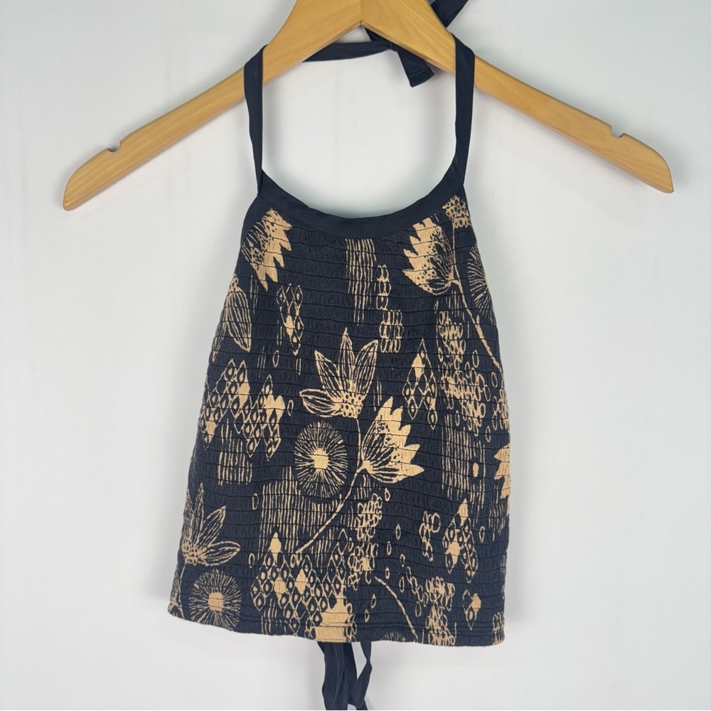 Urban Outfitters Smocked Floral Print Halter Crop Top